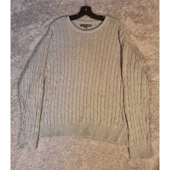 Old Navy Other - Old Navy Mens XXL Gray Cable Knit Cotton Crewneck Sweater Pullover Casual Cozy